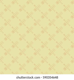 Seamless geometric pattern with outline skiing on sandy background
