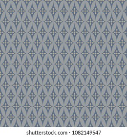 seamless geometric pattern with ovals and stylised flowers