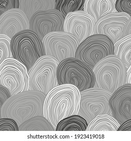 Seamless geometric pattern with overlapping spots and drawn lines in art deco style. Modern stylish abstract texture.Vector background.