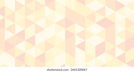 Seamless geometric pattern with pastel beige, cream, and light peach tones. Abstract triangular shapes create a modern and elegant background, perfect for home decor, wallpaper.