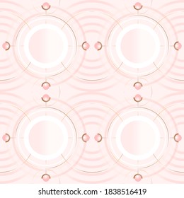 Seamless geometric pattern. Pastel colors and golden geometric shapes on white background. Abstract background.