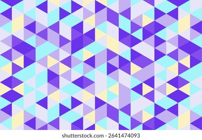 Seamless geometric pattern in pastel colors with space to copy. Mosaic of triangles