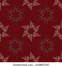 Patrón geométrico de pétalos y hojas sin mar. Ilustración del vector de fondo abstracto. Diseño para tela, embalaje, textil, papel, papel pintado, estampado decorativo, cerámica.