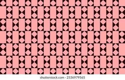 seamless geometric pattern, pink and black tone Diamond rectangle block, racing checkerboard strip repeat pattern, replete image, on isolated white background design for fabric printing, racing