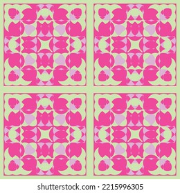 patrón geométrico sin fisuras, patrón en colores rosa y verde adecuado para baldosas, fondos de escritorio, envoltura de regalo, sitios web, textiles, impresión