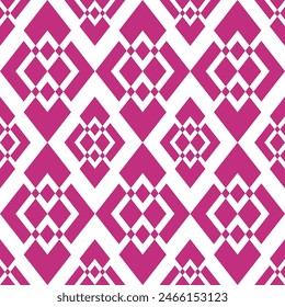 Ein nahtloses geometrisches Muster mit Rosa und Lila, das sich perfekt für Vintage-Bildschirmhintergrund- oder Stoffdesign eignet