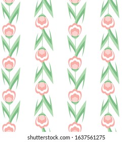 Seamless geometric pattern with pink repeating flowers. Vector delicate texture on a gray background for textiles, fabrics, shoes, wrapping paper, napkins, phone cases, bags.