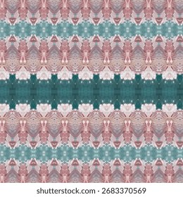Patrón geométrico sin fisuras en tonos rosa y verde azulado, moderno diseño de repetición ideal para la moda, tela y proyectos digitales decorativos.