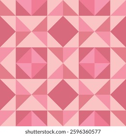 Seamless geometric pattern with pink triangles, suitable for textile, wallpaper, and digital backgrounds.