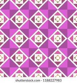 Seamless geometric pattern with pinky colorful background. Vector illustration for fashion wrapping and textile print.