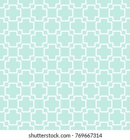 Seamless geometric pattern, plus sign on green background, stripes abstract template, vector illustration