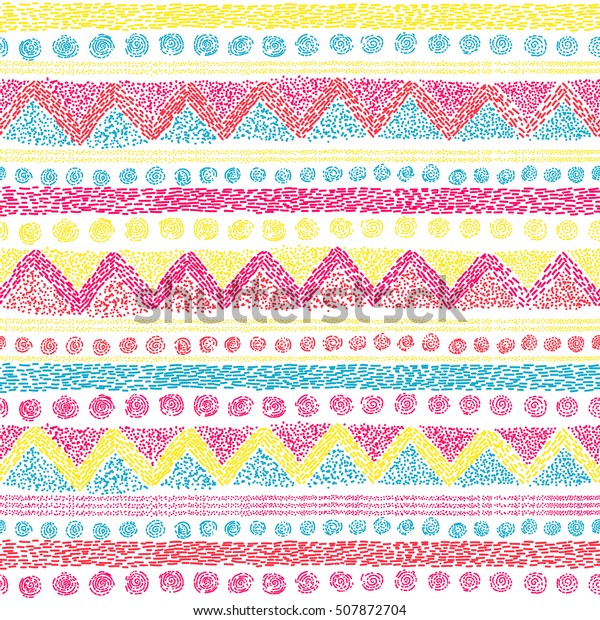 Seamless Geometric Pattern Pointillism Technique Horizontal Stock ...