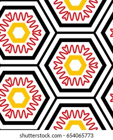 Seamless geometric pattern with polygons. Vector art.