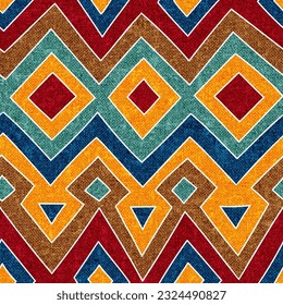 Seamless geometric pattern. Print for home decor, carpets, pillows. Grunge texture. Vector illustration.