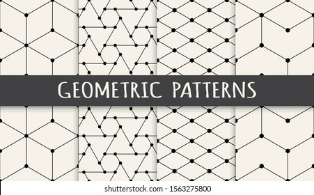 Seamless geometric pattern print set. Abstract background pattern design. Vector illustration.