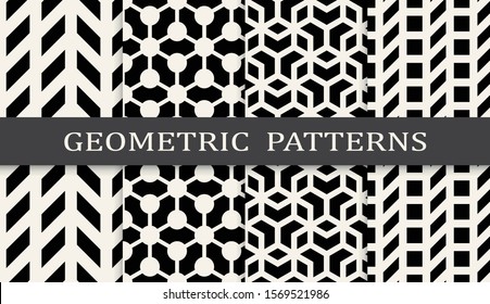 Seamless geometric pattern print set. Abstract background pattern design. Vector illustration.