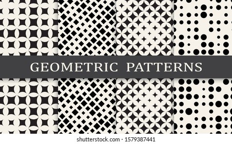 Seamless geometric pattern print set. Abstract background pattern design. Vector illustration.