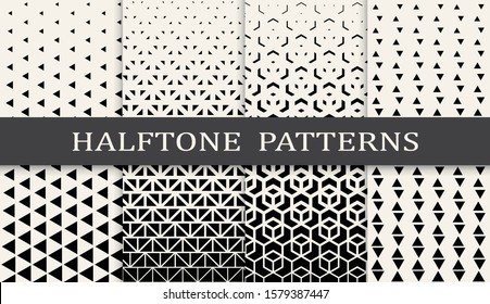 Seamless geometric pattern print set. Abstract background pattern design. Vector illustration.