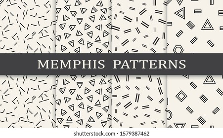 Seamless geometric pattern print set. Abstract background pattern design. Vector illustration.