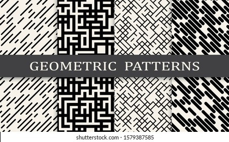 Seamless geometric pattern print set. Abstract background pattern design. Vector illustration.