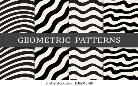 Seamless geometric pattern print set. Abstract background pattern design. Vector illustration.