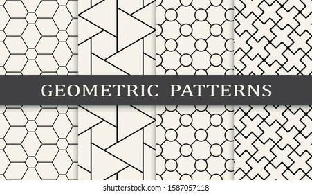 
Seamless geometric pattern print set. Abstract background pattern design. Vector illustration.