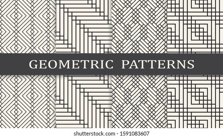 Seamless geometric pattern print set. Abstract background pattern design. Vector illustration.