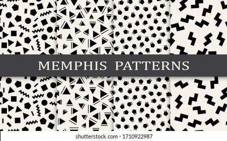 Seamless geometric pattern print set. Abstract background pattern design. Vector illustration.
