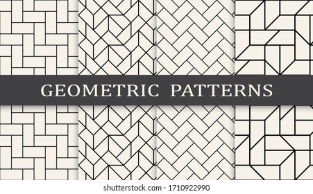 Seamless geometric pattern print set. Abstract background pattern design. Vector illustration.
