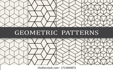 Seamless geometric pattern print set. Abstract background pattern design. Vector illustration.