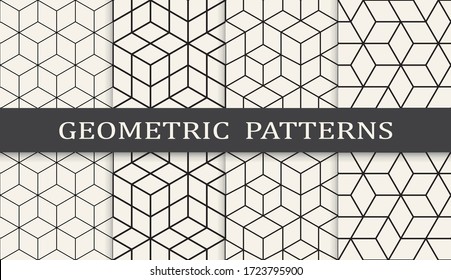 Juego de impresión de patrones geométricos sin problemas. Diseño abstracto del patrón de fondo. Ilustración vectorial.