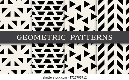 Seamless geometric pattern print set. Abstract background pattern design. Vector illustration.