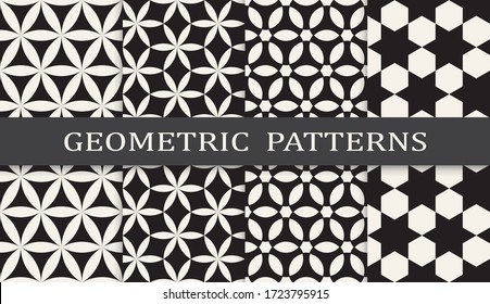 Seamless geometric pattern print set. Abstract background pattern design. Vector illustration.