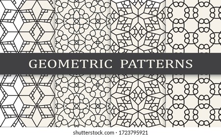 Seamless geometric pattern print set. Abstract background pattern design. Vector illustration.