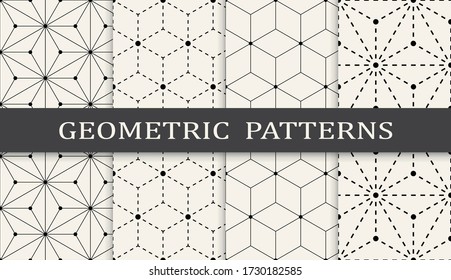 Seamless geometric pattern print set. Abstract background pattern design. Vector illustration.