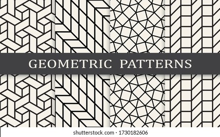 Seamless geometric pattern print set. Abstract background pattern design. Vector illustration.