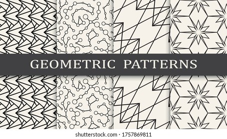 Seamless geometric pattern print set. Fashion background pattern design. Vector illustration.