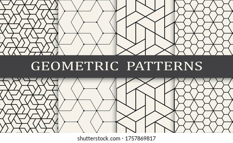 Seamless geometric pattern print set. Fashion background pattern design. Vector illustration.