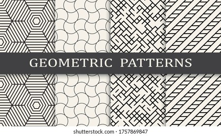 Seamless geometric pattern print set. Fashion background pattern design. Vector illustration.