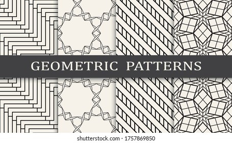 Seamless geometric pattern print set. Fashion background pattern design. Vector illustration.
