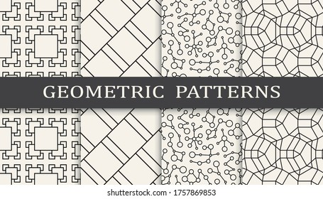 Seamless geometric pattern print set. Fashion background pattern design. Vector illustration.