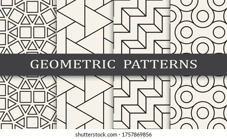 Seamless geometric pattern print set. Fashion background pattern design. Vector illustration.