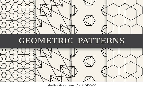 Juego de impresión de patrones geométricos sin inconvenientes. Diseño de patrones de diseño de fondo. Ilustración vectorial.
