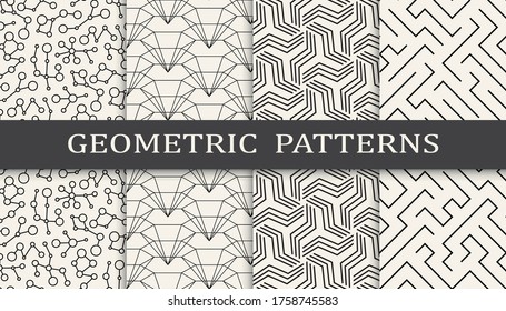 Seamless geometric pattern print set. Fashion background pattern design. Vector illustration.