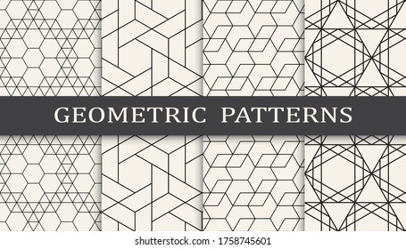 Seamless geometric pattern print set. Fashion background pattern design. Vector illustration.