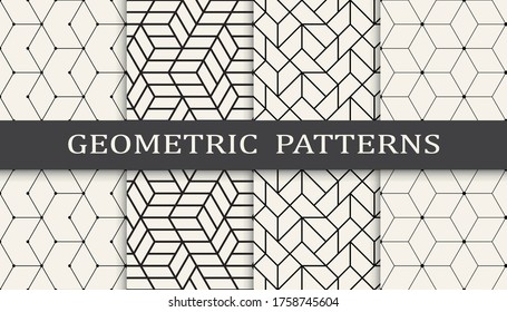 Seamless geometric pattern print set. Fashion background pattern design. Vector illustration.