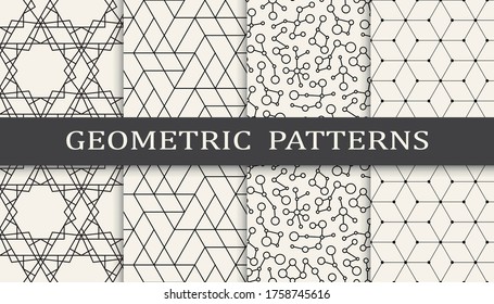 Seamless geometric pattern print set. Fashion background pattern design. Vector illustration.