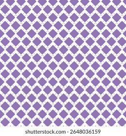 Seamless geometric pattern of purple diamonds on white background