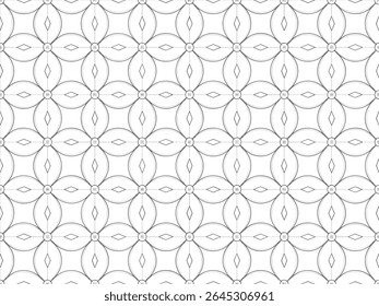 Seamless geometric pattern with quatrefoil and diamond shapes in black and white