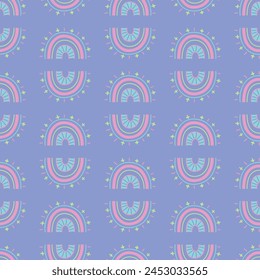 Seamless geometric pattern with rainbows. Print for textile, wallpaper, covers, surface. For fashion fabric. Abstract pattern.